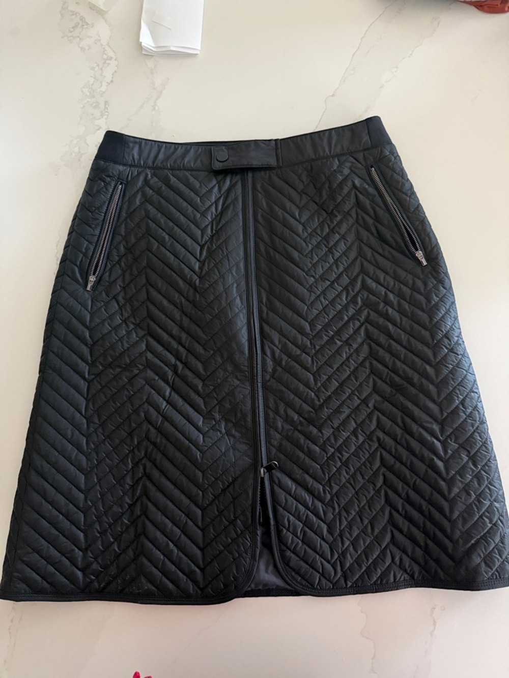 Athleta Black Quilted A-Line Zip Skirt.  NWOT